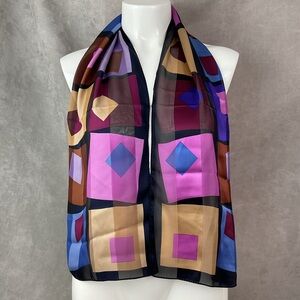 Vintage Echo mod 100% silk scarf 52” x 11”
